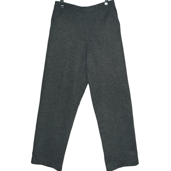 Alfred Dunner Dress Pant 8 x28"Inseam Herringbone Print ankle black gray chevron - Picture 1 of 6